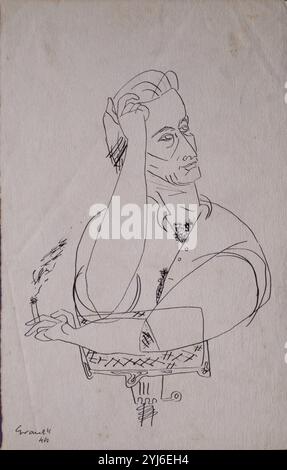 AUTORRETRATO-DIBUJO-1944. Auteur : EUGENIO GRANELL (1912-2001). Lieu : COLLECTION PRIVÉE. Banque D'Images