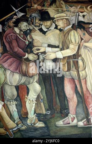 FRESQUES. Auteur : DIEGO RIVERA. Lieu : PALACIO NACIONAL. MEXICO. CIUDAD DE MEXICO. Banque D'Images