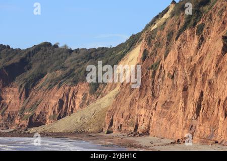 Chute de falaise à Jacob's Ladder Beach, Sidmouth, Devon, Angleterre, Royaume-Uni Banque D'Images