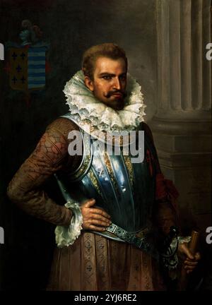 PEDRO DE ALVARADO (1485-1541) - CONQUISTADOR-OFICIAL Y REMPLAÇANT DE HERNAN CORTES - PINTADO EN 1906. Auteur : POVEDANO DE ARCOS TOMAS. Emplacement : Archivo de Indias. Sevilla. Séville. L'ESPAGNE. Banque D'Images