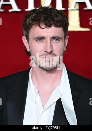 Londres, Royaume-Uni. 13 novembre 2024. Paul Mescal arrive à la première mondiale de Gladiator II, Odeon luxe, Leicester Square. Crédit : Doug Peters/EMPICS/Alamy Live News Banque D'Images
