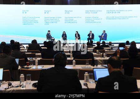 Sao Paulo, Brésil. 12 novembre 2024. Les invités assistent au Forum mondial de coopération sur la monnaie locale du Sud qui s'est tenu à Sao Paulo, Brésil, le 12 novembre 2024. Crédit : Lucio Tavora/Xinhua/Alamy Live News Banque D'Images