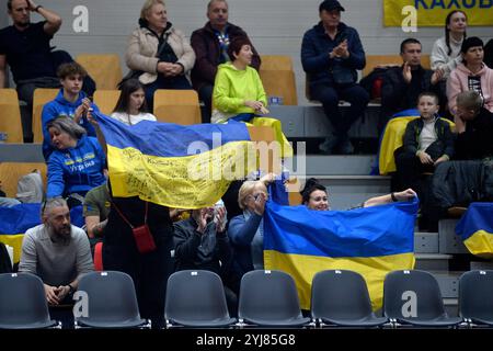 Kiev, Ukraine. 10 novembre 2024. Kiev, Ukraine 10 novembre 2024 fans ukrainiens lors des qualifications FIBA Womens Eurobasket 2025 Centre olympique Ukraine-Serbie-Rimi à Riga, Lettonie (KUBANOV PAVLO UKR/SPP) crédit : SPP Sport Press photo. /Alamy Live News Banque D'Images