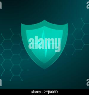 protection médicale de santé avec concept de ligne de pulsation Illustration de Vecteur