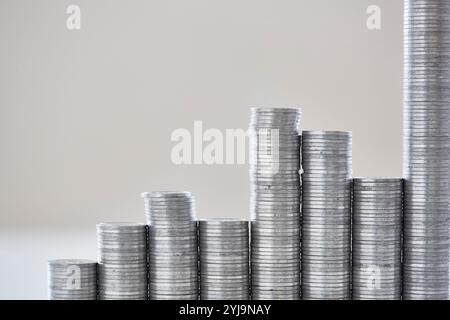 Pile de pièces d'un yen Banque D'Images