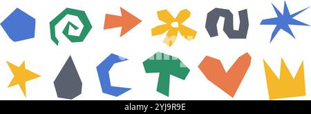 Jeu de formulaires découpés en papier. Collection colorée de formes de collage abstrait. Collection d'éléments en papier organique. Paquet de décoration de pépinière pour affiche, bannière, impression. Pack d'illustrations pour enfants. Vecteur Illustration de Vecteur