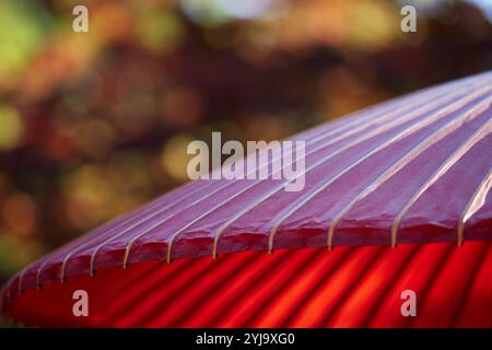 Gros plan d'un parapluie japonais rouge Banque D'Images