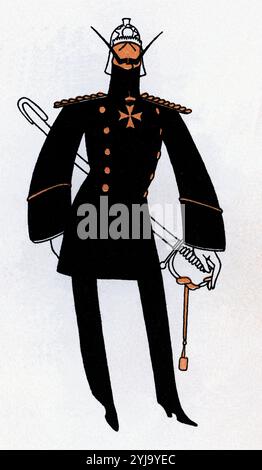 Caricatura de Guillermo II (Wilhelm II en Alemán), Friedrich Wilhelm Viktor Albrecht von Hohenzollern (1859-1941) fue el último emperador Alemán (Kaiser) y el último rey (König) de Prusia. Gobernó entre 1888 et 1918. Hijo de Federico III y de la princesa Victoria, Princesa Real, fue proclamado emperador, tras el breve reinado de su Padre. año 1911. AUTEUR : ROMÁN BONET SINTES 'BON'. Banque D'Images