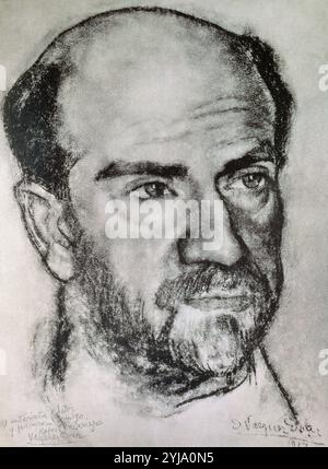 Pio Baroja (1872-1956). L'écrivain espagnol. Dessin de Daniel Vazquez Diaz. (1882-1969). Musée d'art moderne de Barcelone. L'Espagne. Banque D'Images