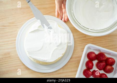 Vue aérienne de crème sur gâteau Banque D'Images