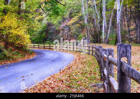 Country Road dans le comté de Bucks, Pennsylvanie pendant la saison d'automne Banque D'Images