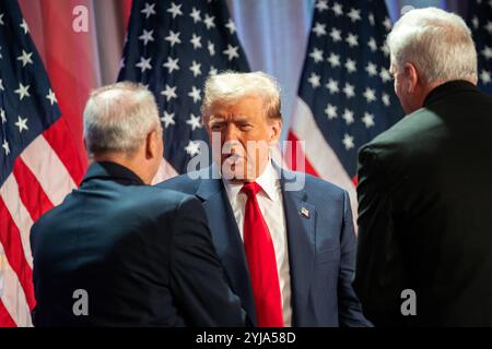 Washington, États-Unis. 13 novembre 2024. Le président élu des États-Unis Donald Trump se joint aux Républicains de la Chambre pour une réunion à l'hôtel Hyatt Regency à Washington, DC le 13 novembre 2024. Crédit : Allison Robbert/Pool via CNP crédit : Abaca Press/Alamy Live News Banque D'Images