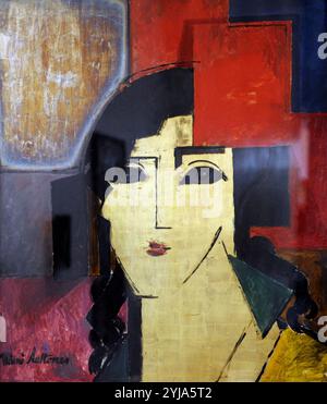 Waino Aaltonen (1894 - 1966). Tête de femme ''. L'huile, tempera, feuille d'or et feuille d'argent sur plywoeed. Collection privée. Banque D'Images