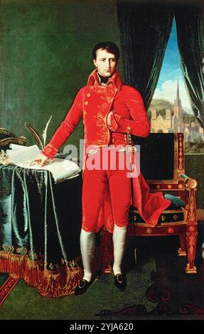 Jean Auguste Dominique Ingres / 'Bonaparte, First Consul', 1804, huile sur toile, 226 x 144 cm Musée : Musée des Beaux Arts, LIEJA, Belgique. Napoléon. NAPOLEO BONAPARTE. Banque D'Images