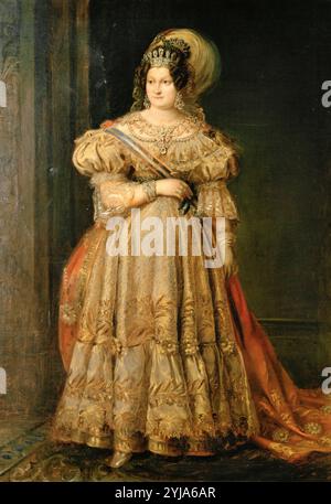 Valentín Carderera / 'Maria Christina des deux-Siciles', vers 1831, huile sur toile, 104 x 73 cm. Musée : MUSEO ROMANTICO, MADRID, ESPAGNE. Auteur : VALENTIN CARDERERA. Marie-Christine des deux-Siciles. Banque D'Images