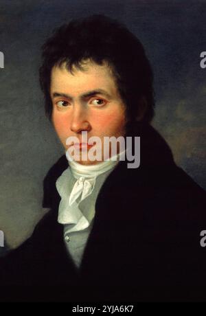 Portrait de Ludwing van Beethowen, compositeur allemand, huile sur toile. MUSÉE : HISTORISCHES MUSEUM DER STADT WIEN, VIENA, AUTRICHE. AUTEUR : WILLIBROD JOSEPH MAHLER. LUDWIG VAN BEETHOVEN. Banque D'Images