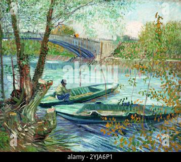 Vincent Van Gogh / 'la pêche au printemps, le Pont de Clichy', 1887, huile sur toile, 49 x 58 cm. Musée : Chicago Art Institute, FLORENCIA, USA. Banque D'Images