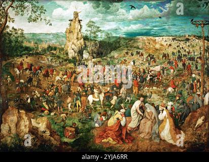 La procession au Calvaire, 1564, huile sur toile, 124 cm x 170 cm Musée : KUNSTHISTORISCHES MUSEUM, VIENA, AUTRICHE. AUTEUR : PIETER BRUEGEL THE ELDER. Banque D'Images