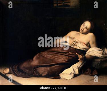 Andrea Vaccaro (attribution) / 'Sainte Agatha en prison', 17ème siècle, École italienne, toile, 104 cm x 127 cm, P00017. MUSÉE : MUSEO DEL PRADO, MADRID, ESPAGNE. SANTA AGUEDA. Banque D'Images