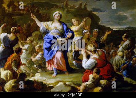 Luca Giordano / 'le chant de la prophétesse', vers 1687, École italienne, huile sur cuivre, 58 cm x 84 cm, P00159. MUSÉE : MUSEO DEL PRADO, MADRID, ESPAGNE. MARIA LA JUDIA. Banque D'Images