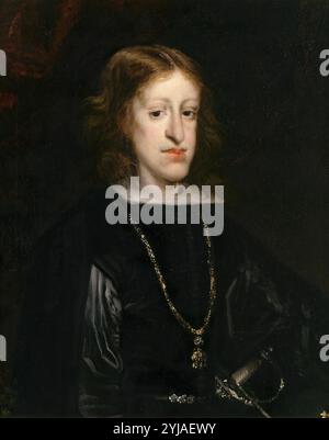 Juan Carreño de Miranda / 'Charles II, Roi d'Espagne', vers 1680, École espagnole, huile sur toile, 75 cm x 60 cm, P00648. MUSÉE : MUSEO DEL PRADO, MADRID, ESPAGNE. CARLOS II DE ESPAÑA. Banque D'Images