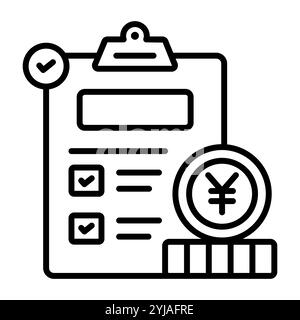 Déclaration d'impôt, paiement d'impôt, impôt sur le revenu, taxe à la consommation, concept d'illustration vectorielle de qualité supérieure. symbole d'icône de ligne. Illustration de Vecteur