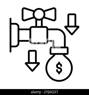 Activité de fonds et flux d'argent, concept d'illustration vectorielle de qualité supérieure. symbole d'icône de ligne. Illustration de Vecteur