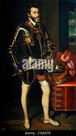 Juan Pantoja de la Cruz / 'Charles V, Saint empereur romain germanique', 1605, École espagnole, huile sur toile, 183 cm x 110 cm, P01033. MUSÉE : MUSEO DEL PRADO, MADRID, ESPAGNE. Banque D'Images