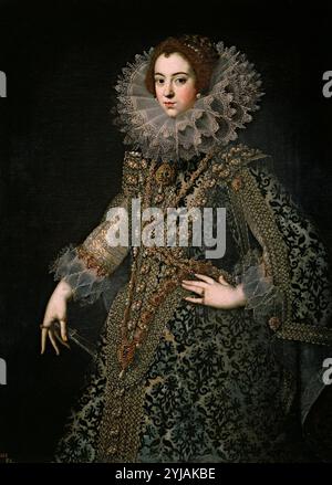 Anonyme / 'Elisabeth de France, épouse de Philippe IV d'Espagne', vers 1620, École espagnole, huile sur toile, 126 cm x 91 cm, P01037. MUSÉE : MUSEO DEL PRADO, MADRID, ESPAGNE. Banque D'Images