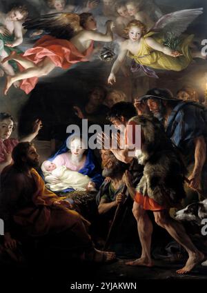 Anton Rafael Mengs / 'L'Adoration des bergers', vers 1769, École allemande, huile sur panneau, 256 cm x 190 cm, P02204. MUSÉE : MUSEO DEL PRADO, MADRID, ESPAGNE. AUTEUR : ANTON RAPHAEL MENGS. Banque D'Images