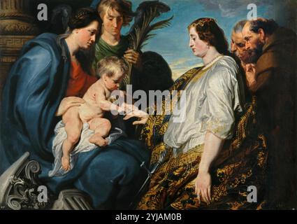 Antonio van Dyck / 'les fiançailles mystiques de sainte Catherine', 1618-1620, Ecole flamande, huile sur toile, 124 cm x 174 cm, P01544. MUSÉE : MUSEO DEL PRADO, MADRID, ESPAGNE. CATALINA DE ALEJANDRÍA. SAN FRANCISCO DE ASÍS. Banque D'Images