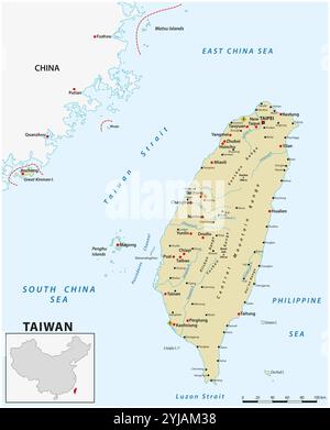 Carte de la République de Chine Taiwan Banque D'Images