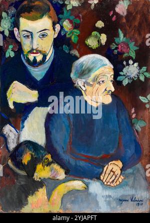 Suzanne Valadon, Utrillo, sa grand-mère et un chien, (Utrillo, sa grand-mère et un chien), portrait peint à l'huile sur carton, 1910 Banque D'Images