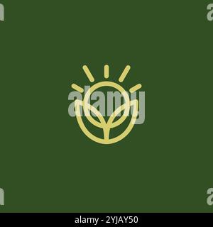Vecteur de logo Sun et Leaf. Icône Soleil nature Illustration de Vecteur