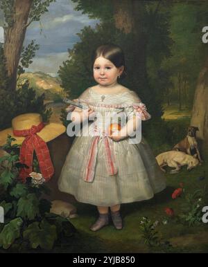 Carlos Luis de Ribera y Fieve / 'Retrato de Niña con fondo de paisaje', 1847, École espagnole, toile, 116 cm x 95 cm, P04597. MUSÉE : MUSEO DEL PRADO, MADRID, ESPAGNE. Banque D'Images