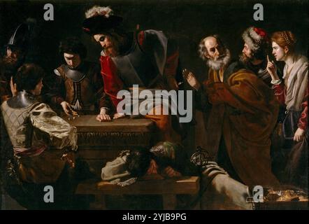 Nicolas Tournier / 'le déni de Saint Pierre', vers 1625, École française, huile sur toile, 172 cm x 252 cm, P02788. MUSÉE : MUSEO DEL PRADO, MADRID, ESPAGNE. Banque D'Images