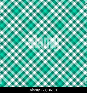 Texture textile à carreaux blanc vert. Illustration vectorielle avec impression à carreaux tartan sans couture. Fond de mode de style rétro. Textile à carreaux sans coutures. Illustration de Vecteur