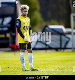 ZUNDERT, pays-Bas. 14 novembre 2024. Football, Midglas Traingcentre, Néerlandais eredivisie, saison 2024/2025, pendant le match NAC - Excelsior (frendly), défenseur NAC Breda Allan Linguet crédit : Pro Shots/Alamy Live News Banque D'Images