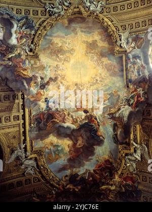 Fresque au plafond. Triomphe du nom de Jésus (1674-1679). Église il Gesú, Roma. AUTEUR : BACICCIO (GIOVANNI BATTISTA GAULLI). Banque D'Images