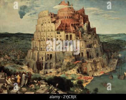 La Tour de Babel, 1563, huile sur panneau, 114 x 155 cm Musée : KUNSTHISTORISCHES MUSEUM, VIENA, AUTRICHE. AUTEUR : PIETER BRUEGEL THE ELDER. Banque D'Images