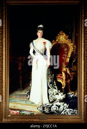 Retrato de Doña María-Cristina de Austria-Lorena, Archiduquesa de Austria, Reina Viuda de España y Regente (1858-1929), 1906. Musée Esposa de Alfonso XII. : Palacio Real, MADRID, ESPAGNE. AUTEUR : JOSÉ MORENO CARBONERO. Banque D'Images