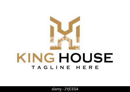 Royal King Lion House logo Design Vector Icon Symbol illustrations. Logo multifonctionnel qui peut être utilisé dans beaucoup de maison et d'affaires liées à la maison Illustration de Vecteur