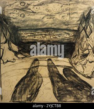 Edvard Munch (1863-1944). Peintre norvégien. Nuit étoilée, 1922-1924. Fusain sur papier. Le Musée Munch. Oslo. La Norvège. Banque D'Images