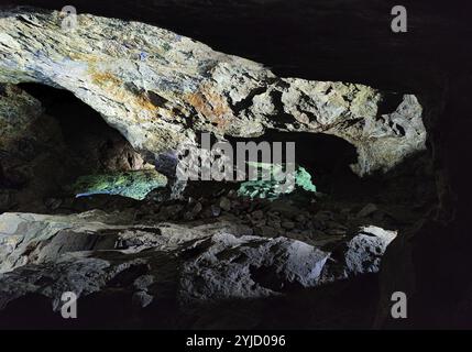 Galerie des visiteurs des mines de pierres précieuses Steinkaulenberg, mine d'exposition à Idar-Oberstein, Rheinpland-Pfalz, Allemagne, Europe Banque D'Images