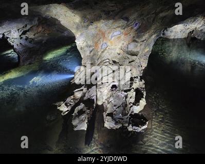 Galerie des visiteurs des mines de pierres précieuses Steinkaulenberg, mine d'exposition à Idar-Oberstein, Rheinpland-Pfalz, Allemagne, Europe Banque D'Images