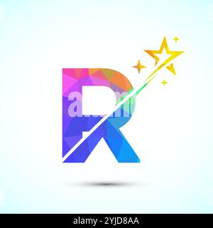 Alphabet initial avec swoosh et icône du logo étoile. Conception abstraite de symbole de signe de logo d'étoile Illustration de Vecteur