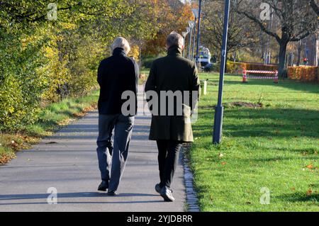 Copenhagen/ Denmark/14 NOV. 2024/quelques promenades et quelques courses avec christianhavn vold lac ad Park aand profitez des feuilles jaunes et brunes montre le temps d'automne ou seson d'automne sur christianshavn vold dans la capitale danoise. (Photo. Francis Joseph Dean/Dean Pictures) (non destiné à un usage commercial) Banque D'Images