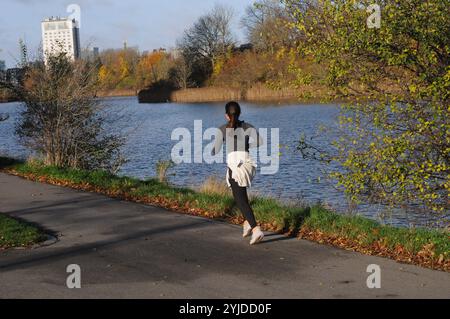 Copenhagen/ Denmark/14 NOV. 2024/quelques promenades et quelques courses avec christianhavn vold lac ad Park aand profitez des feuilles jaunes et brunes montre le temps d'automne ou seson d'automne sur christianshavn vold dans la capitale danoise. Photo. Francis Joseph Dean/Dean images non destinées à un usage commercial Banque D'Images