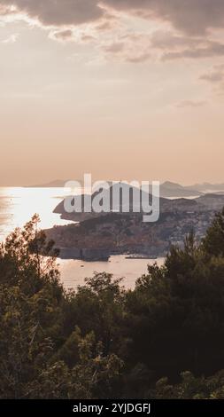 Coucher de soleil dubrovnik vue croatie Banque D'Images