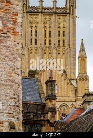 Détail des bâtiments à Vicars près de la cathédrale de Wells dans le Somerset Angleterre Royaume-Uni la plus ancienne rue résidentielle d'Europe avec des bâtiments intacts. Banque D'Images